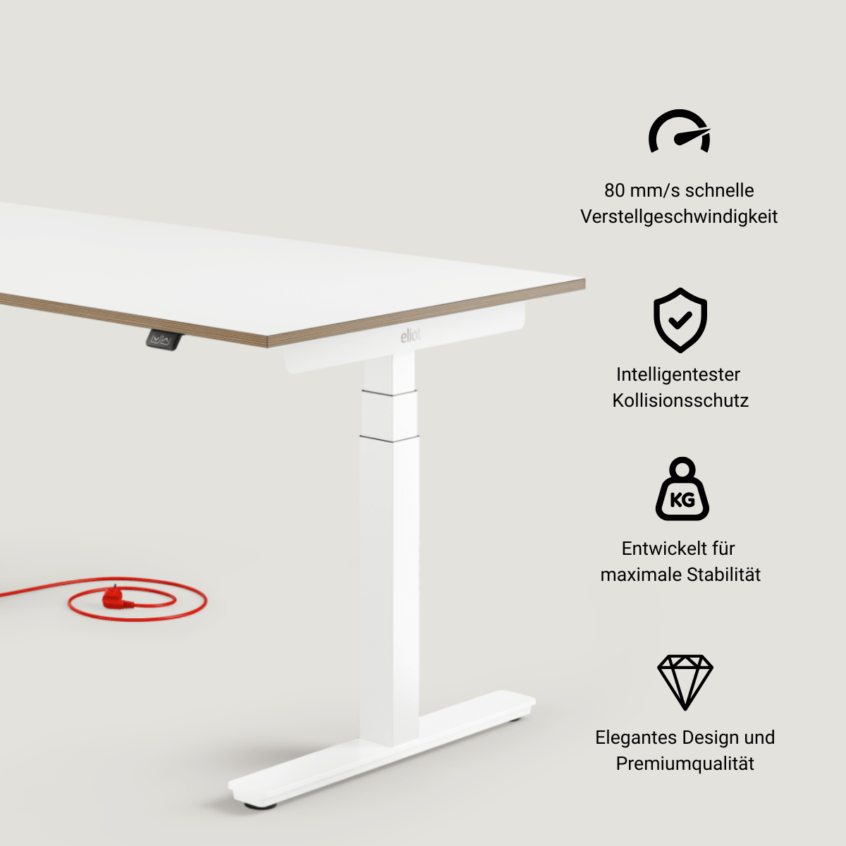 Eliot Pro White Tischplatte Design White 180x80cm - Eliot Onlineshop