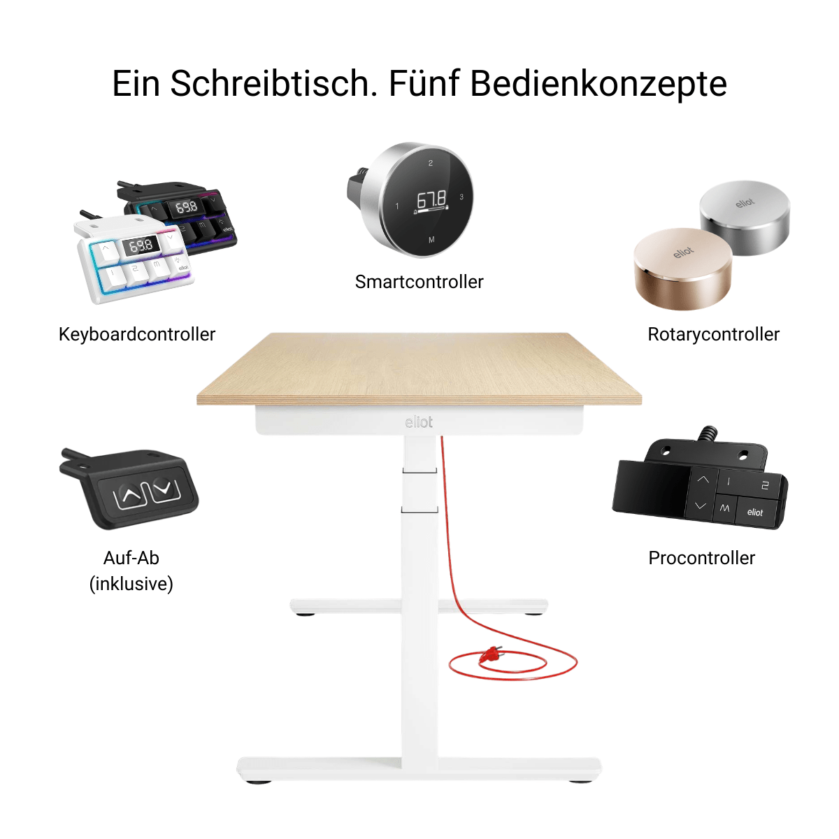 Eliot Pro White Tischplatte Eiche Multiplex 180x80cm - Eliot Onlineshop