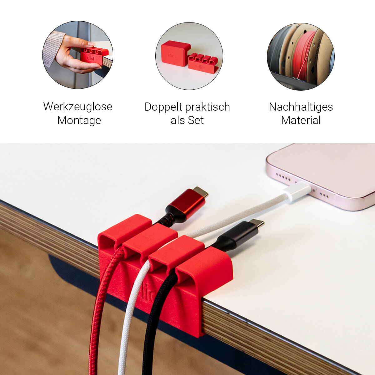 Kabelführung Cablefix Red - Eliot Onlineshop