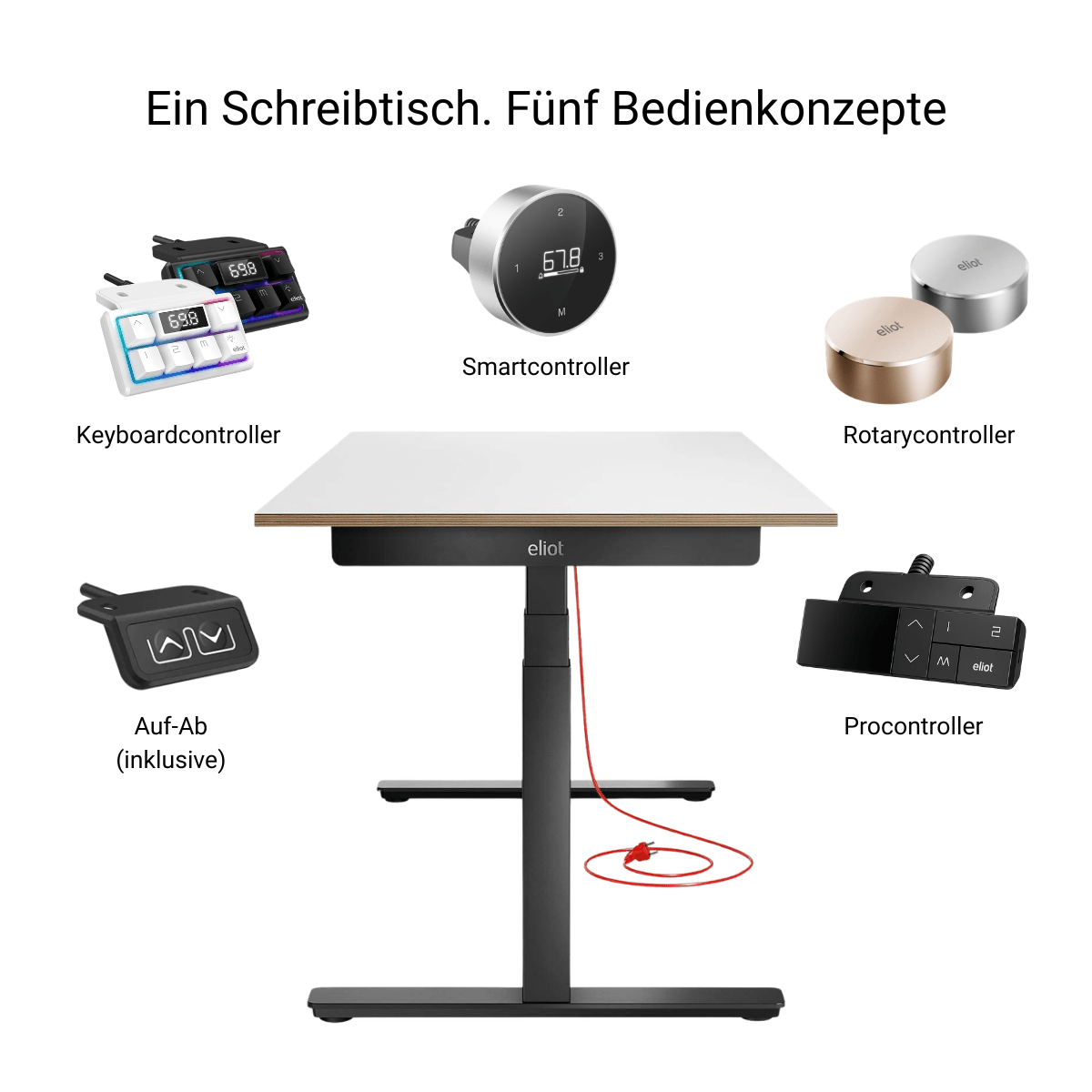 Eliot Pro Black Tischplatte Design White 180x80cm - Eliot Onlineshop
