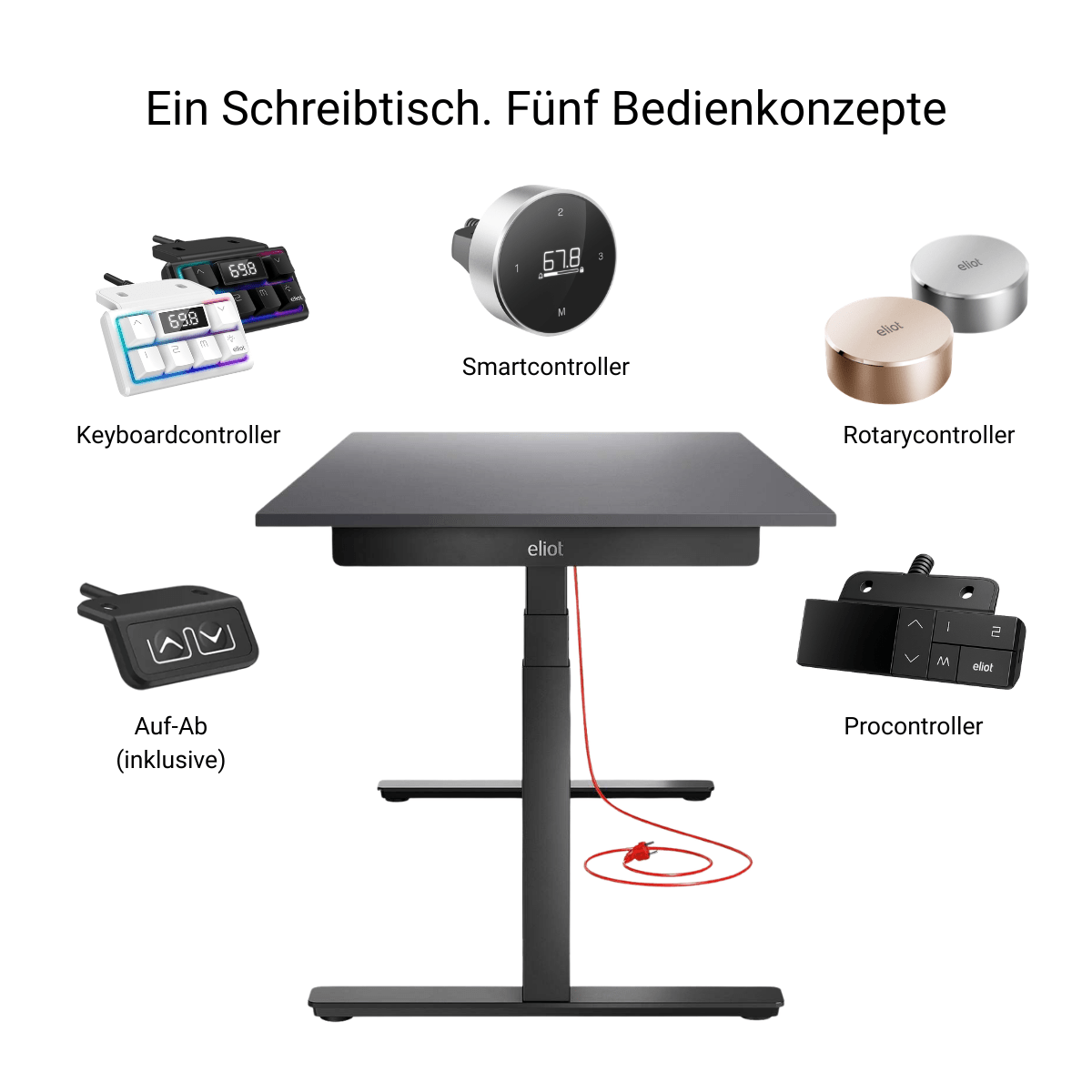 Eliot Pro Black Tischplatte Soft Graphite 180x80cm - Eliot Onlineshop