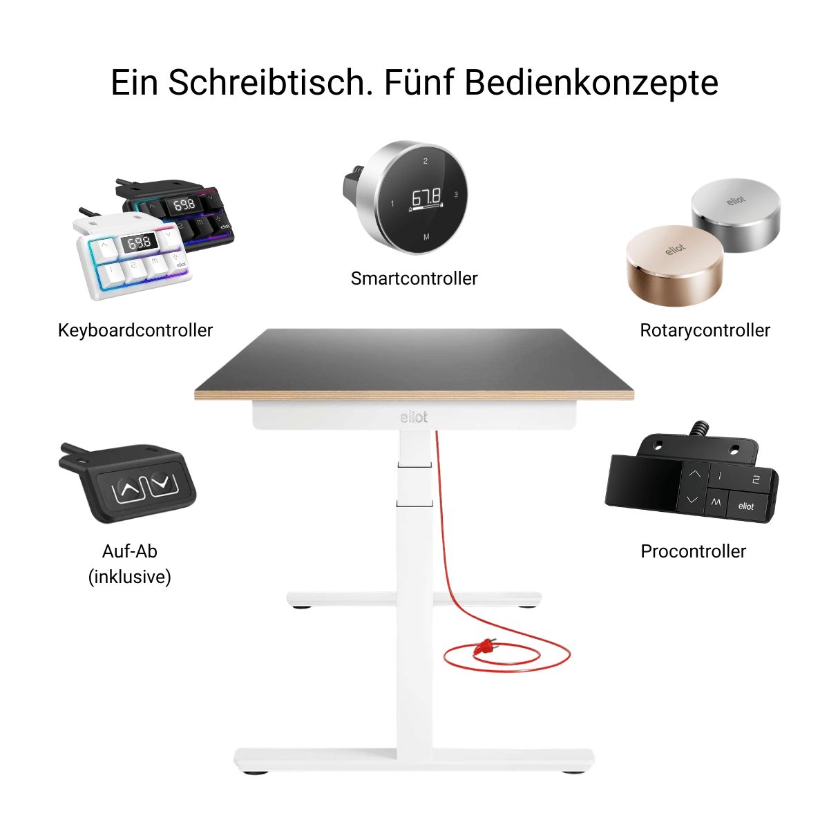 Eliot Pro White Tischplatte Multiplex Fenix Nero 180x80cm - Eliot Onlineshop